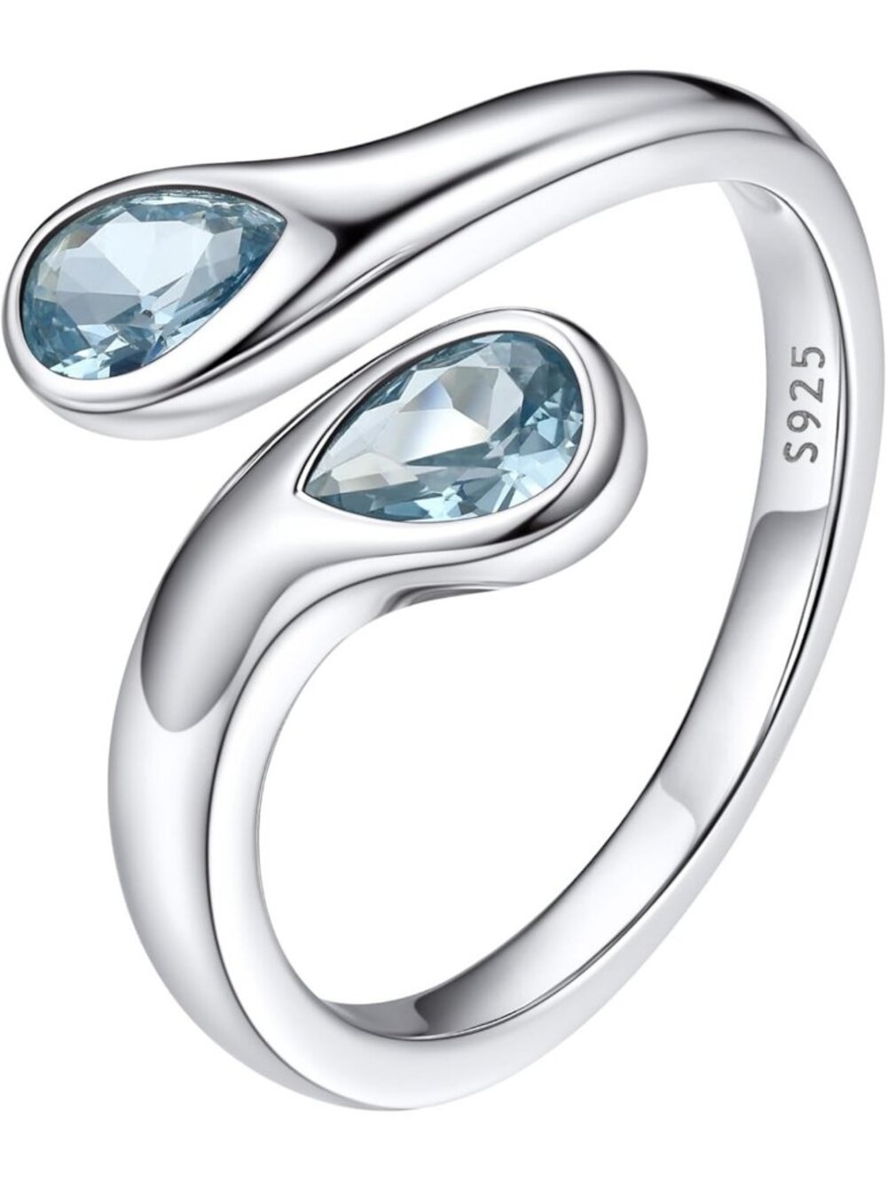 Dainty Silver Birthstone Ring for Women | Adjustable Teardrop Band | Promise